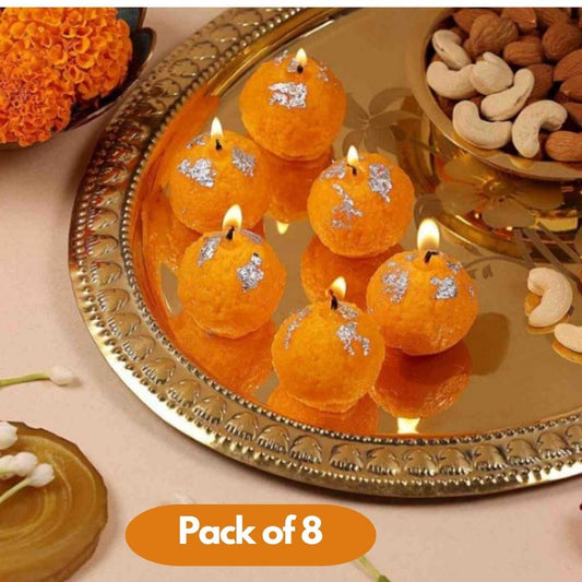 Laddoo Shape Candle Pack of 8